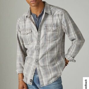 Lucky Brand Sugar Wash Plaid Western Shirt, size XL